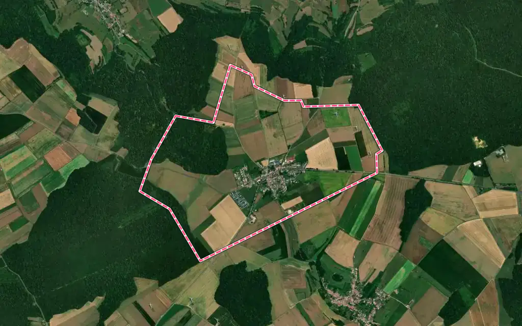 Vue satellite de Tellancourt avec ses contours administratifs