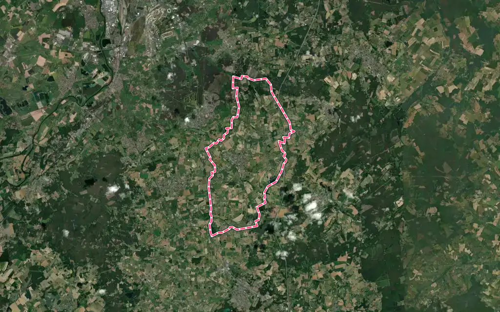 Vue satellite de Teloché avec ses contours administratifs
