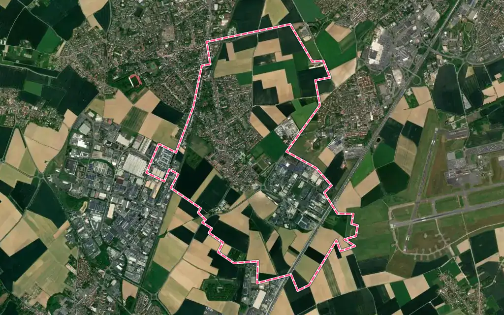 Vue satellite de Templemars avec ses contours administratifs