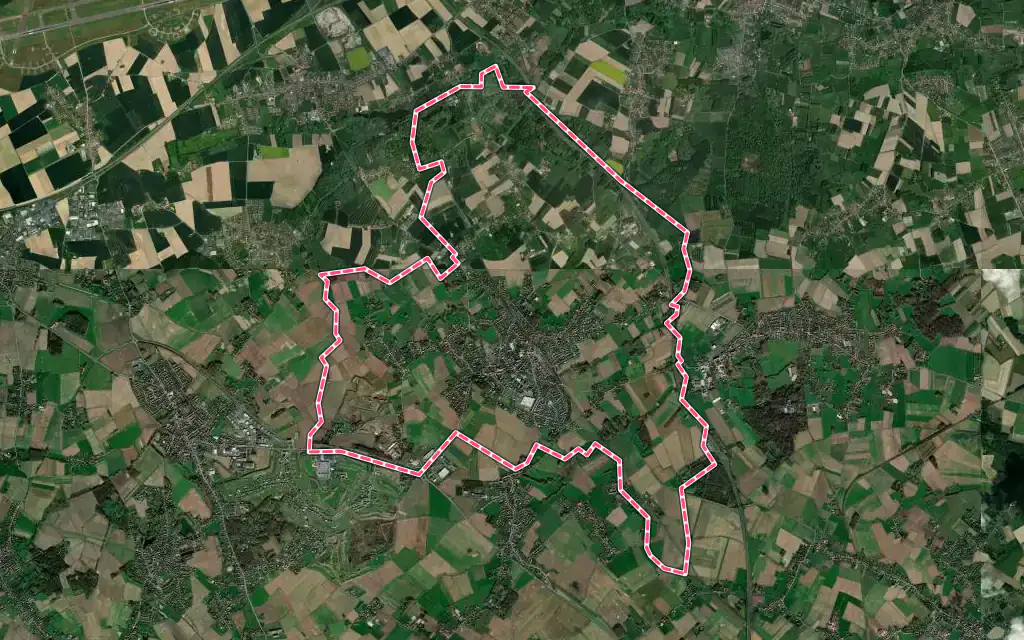 Vue satellite de Templeuve-en-Pévèle avec ses contours administratifs