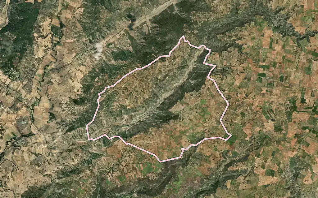 Vista satélite de Tendilla con su contorno administrativo
