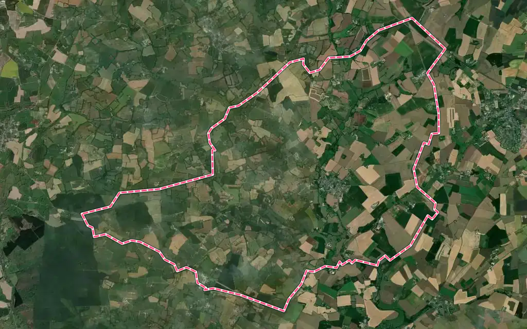 Vue satellite de Tennie avec ses contours administratifs