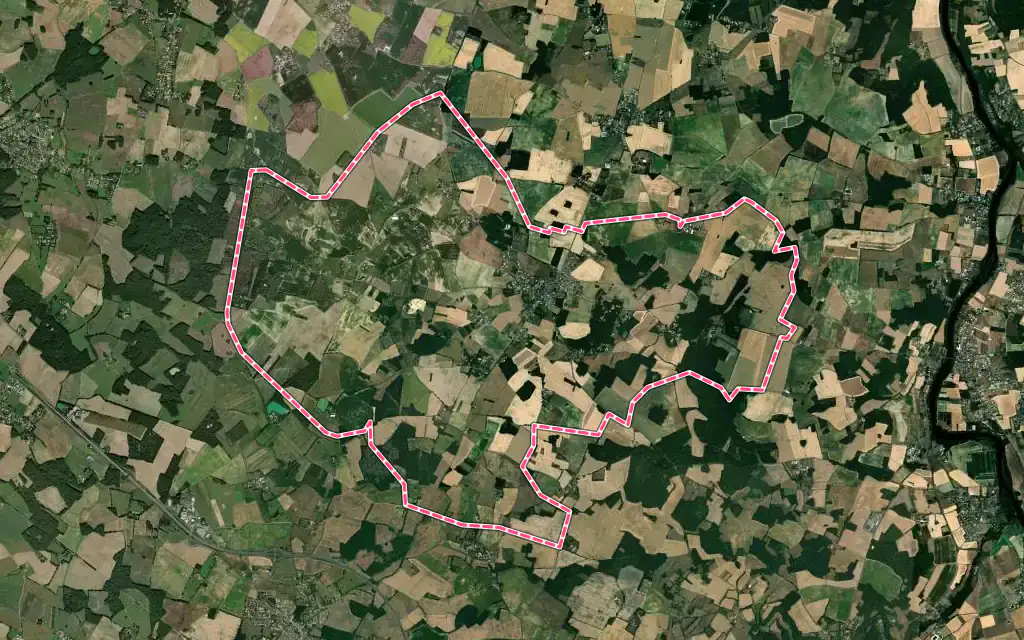 Vue satellite de Tercé avec ses contours administratifs
