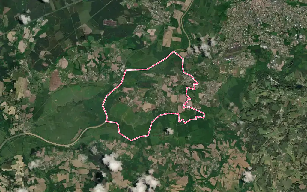 Vue satellite de Tercis-les-Bains avec ses contours administratifs