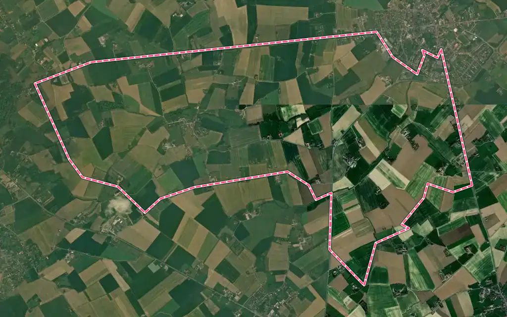 Vue satellite de Terdeghem avec ses contours administratifs