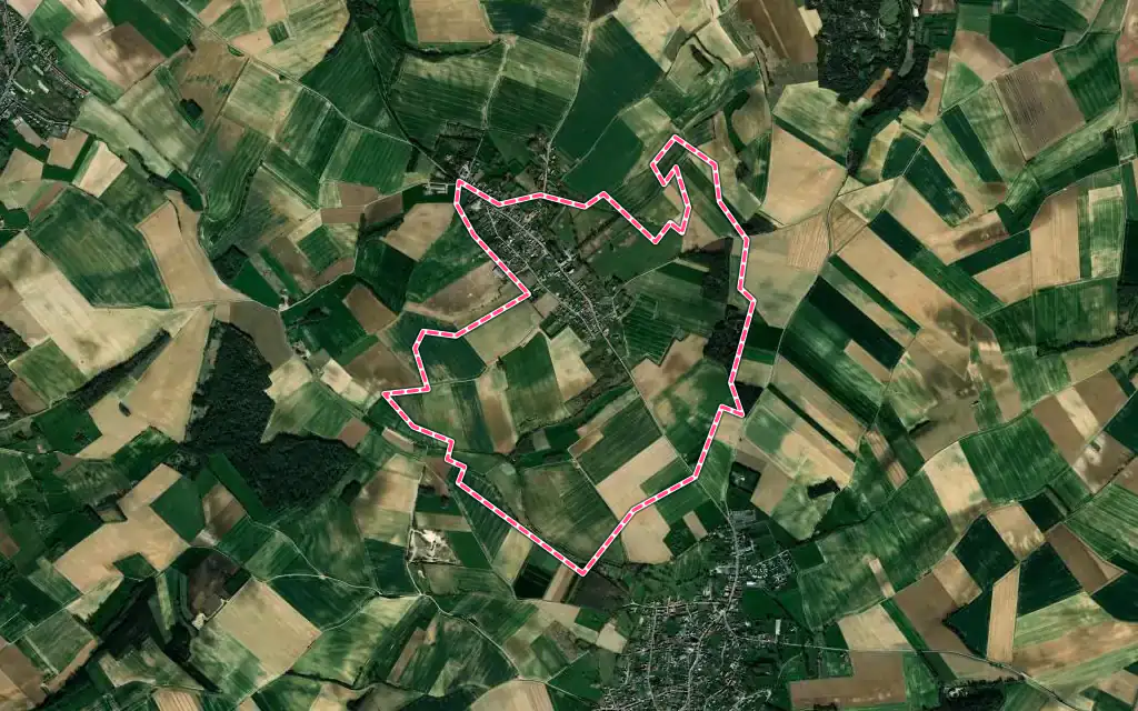 Vue satellite de Terramesnil avec ses contours administratifs