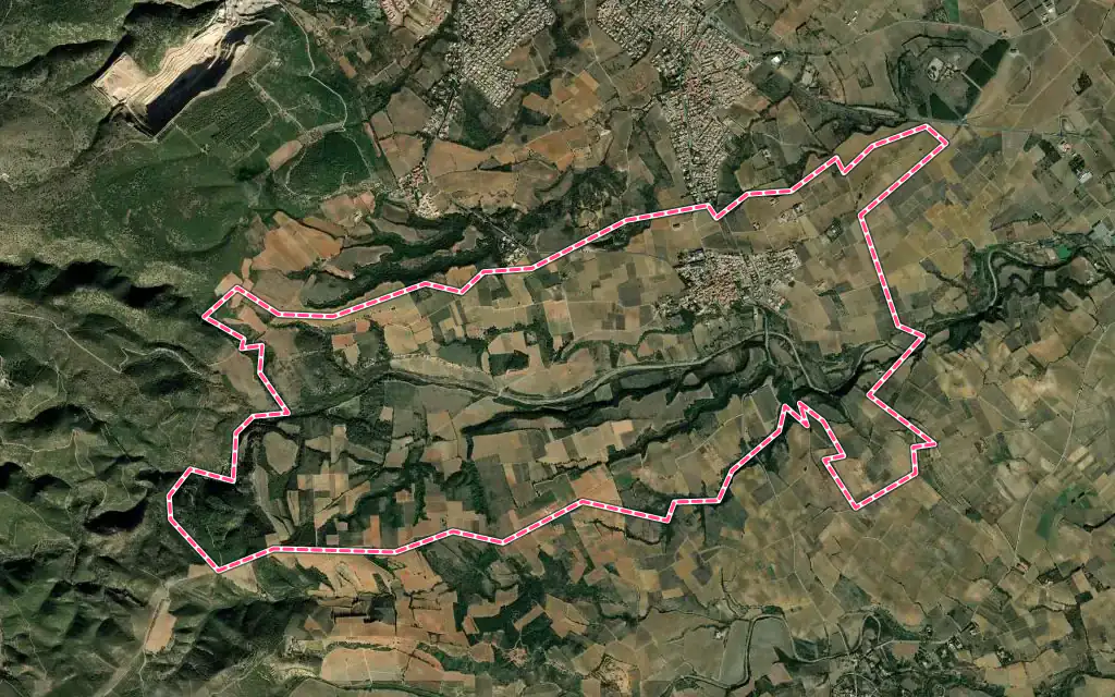 Vue satellite de Terrats avec ses contours administratifs
