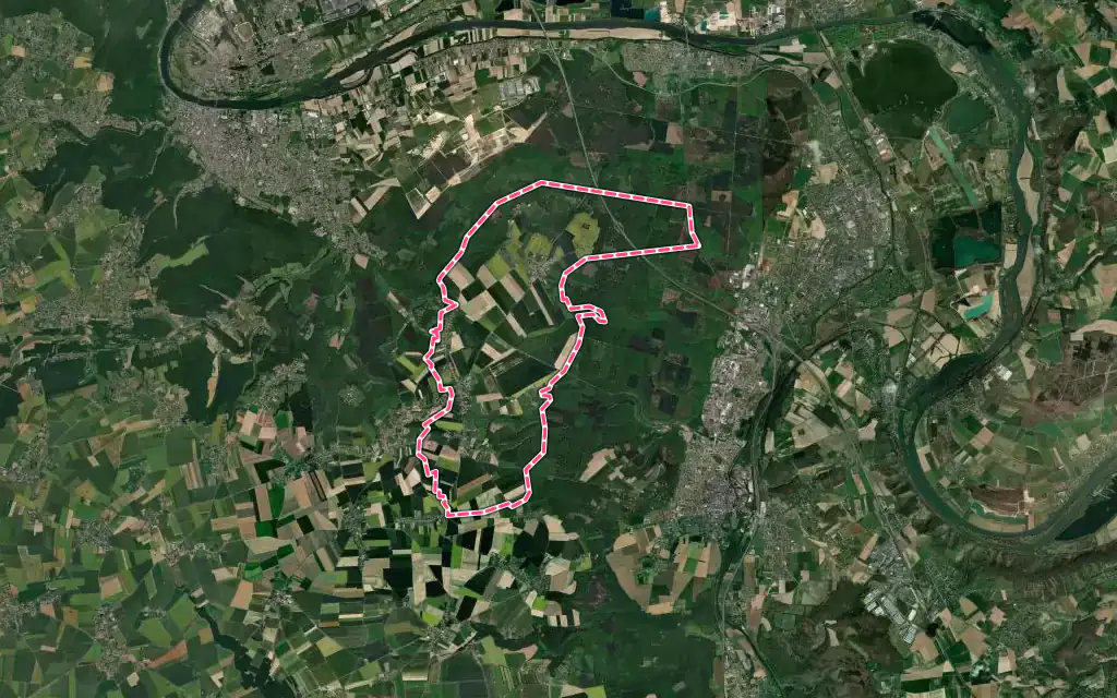 Vue satellite de Terres de Bord avec ses contours administratifs