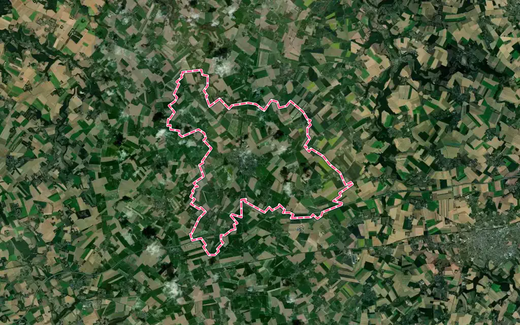 Vue satellite de Terres-de-Caux avec ses contours administratifs