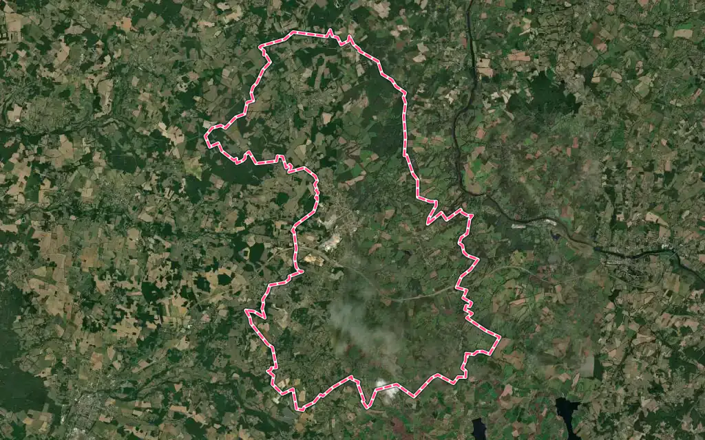 Vue satellite de Terres-de-Haute-Charente avec ses contours administratifs