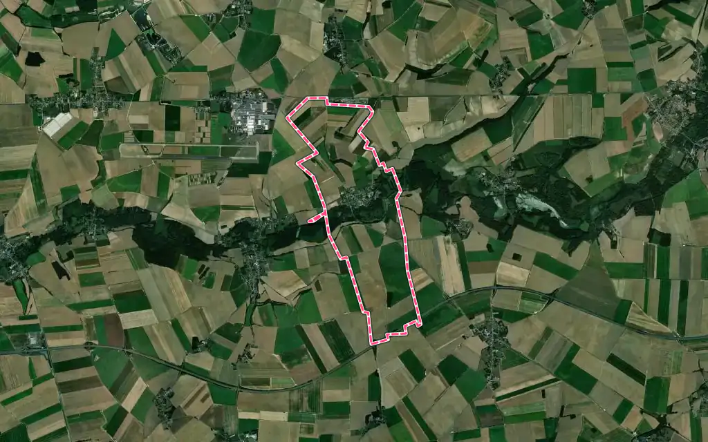 Vue satellite de Tertry avec ses contours administratifs