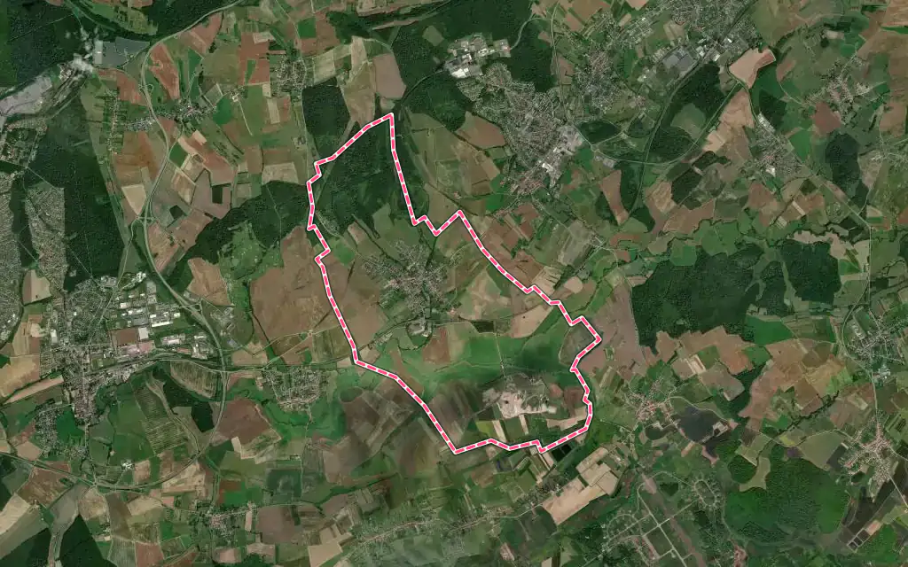 Vue satellite de Teting-sur-Nied avec ses contours administratifs