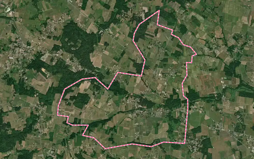 Vue satellite de Teuillac avec ses contours administratifs