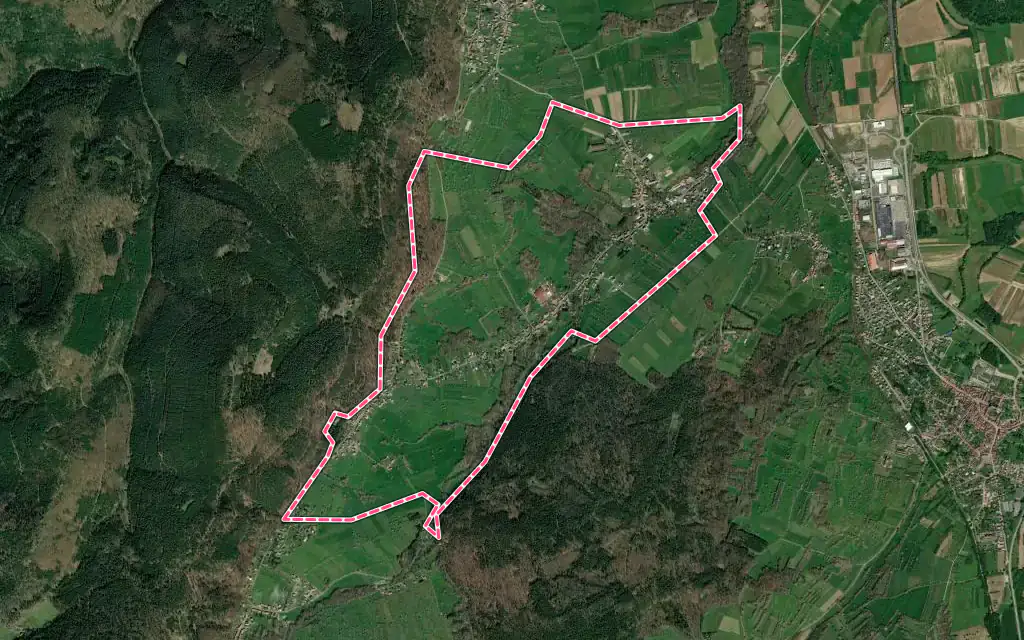 Vue satellite de Thal-Marmoutier avec ses contours administratifs