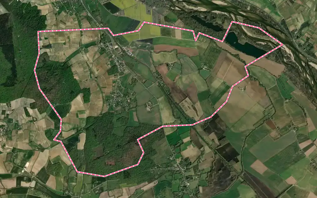 Vue satellite de Thauvenay avec ses contours administratifs