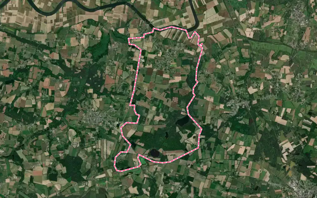 Vue satellite de Théhillac avec ses contours administratifs