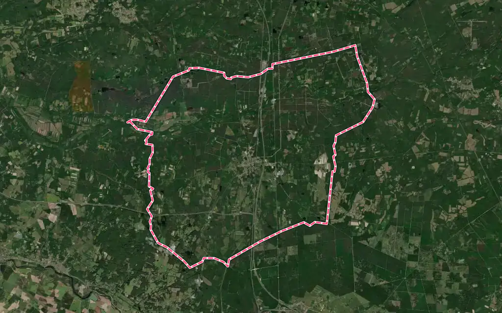 Vue satellite de Theillay avec ses contours administratifs