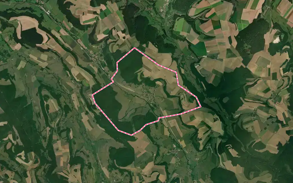 Vue satellite de Thenissey avec ses contours administratifs