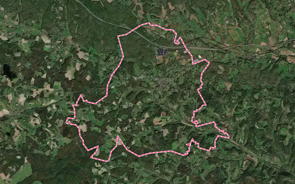 Vue satellite de Thenon avec ses contours administratifs