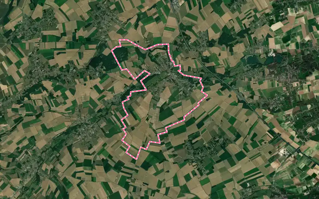 Vue satellite de Thérouanne avec ses contours administratifs
