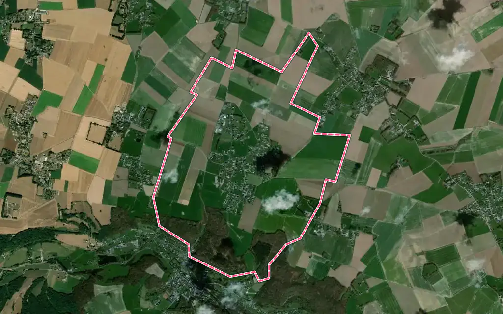Vue satellite de Thérouldeville avec ses contours administratifs