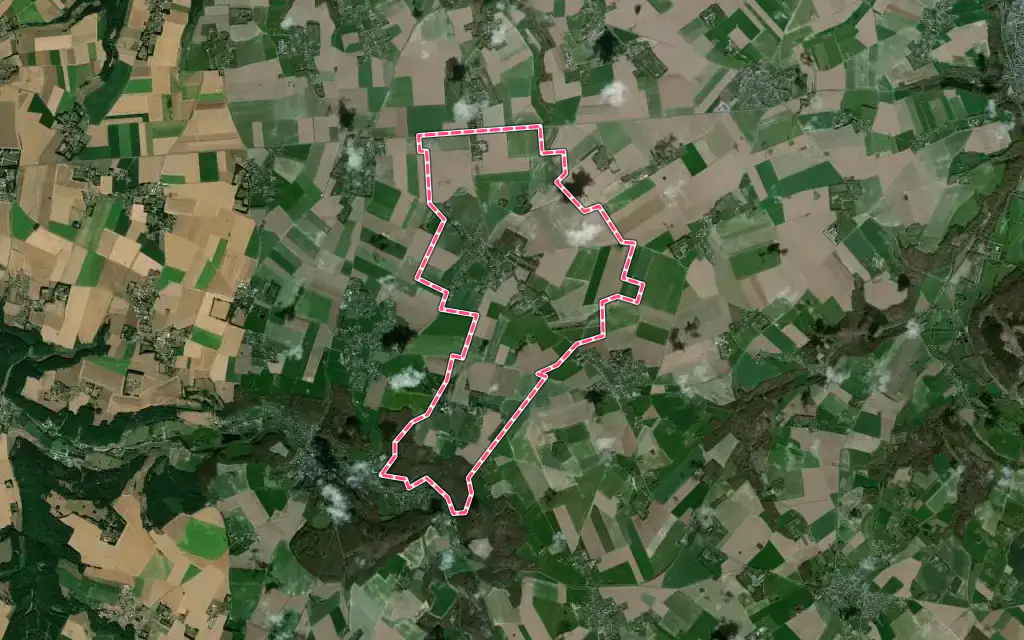 Vue satellite de Theuville-aux-Maillots avec ses contours administratifs