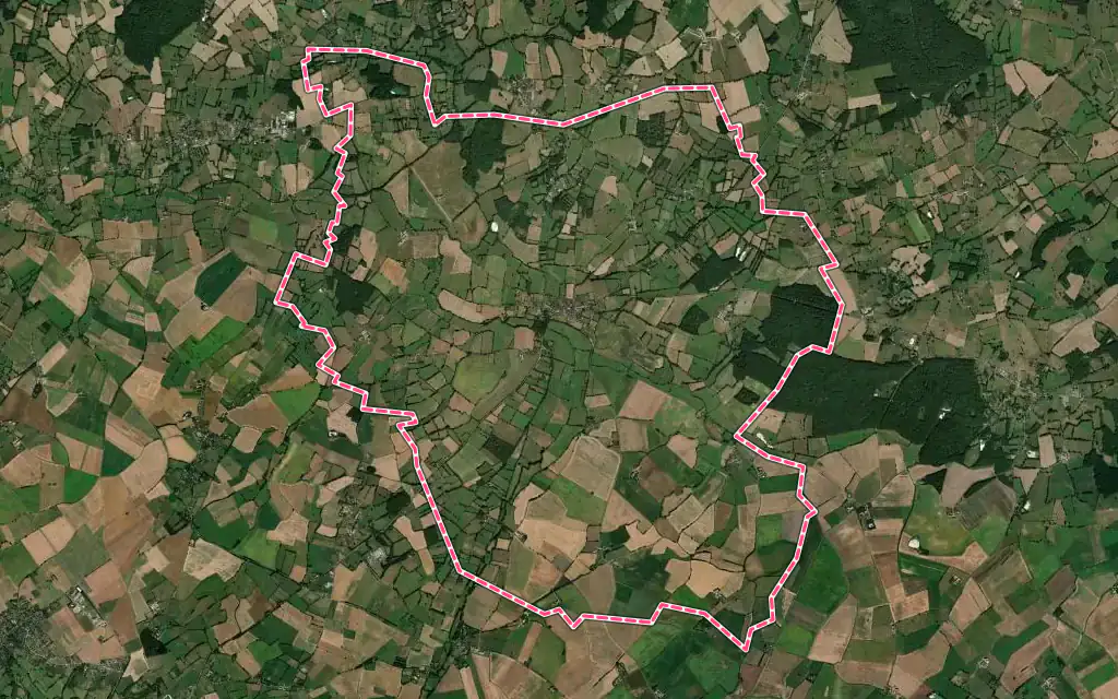 Vue satellite de Thevet-Saint-Julien avec ses contours administratifs