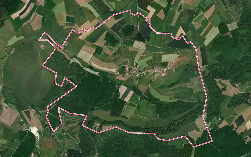 Vue satellite de They-sous-Montfort avec ses contours administratifs