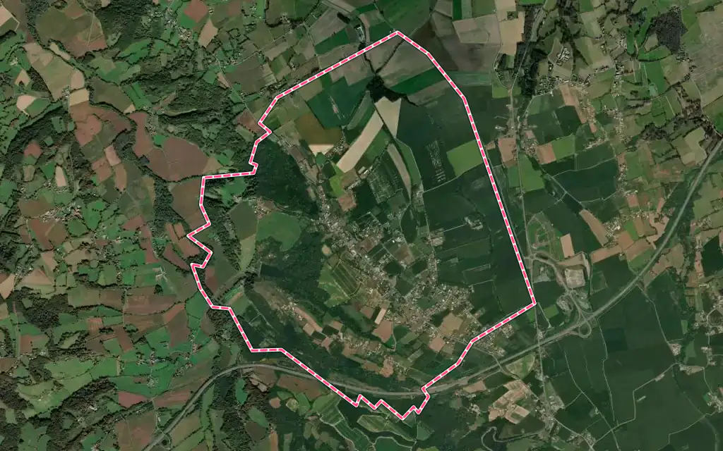 Vue satellite de Thèze avec ses contours administratifs