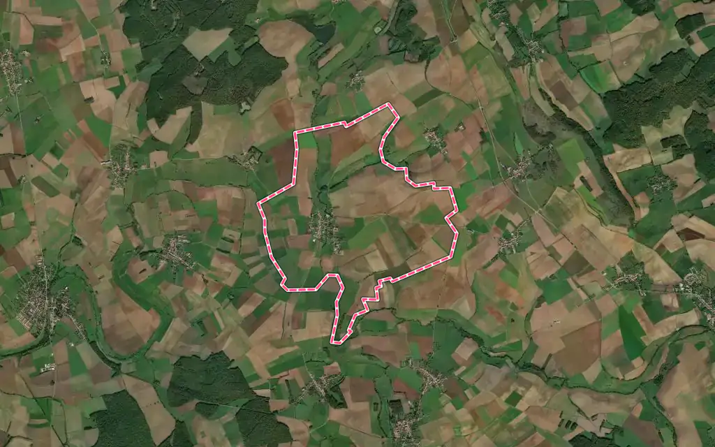 Vue satellite de Thézey-Saint-Martin avec ses contours administratifs