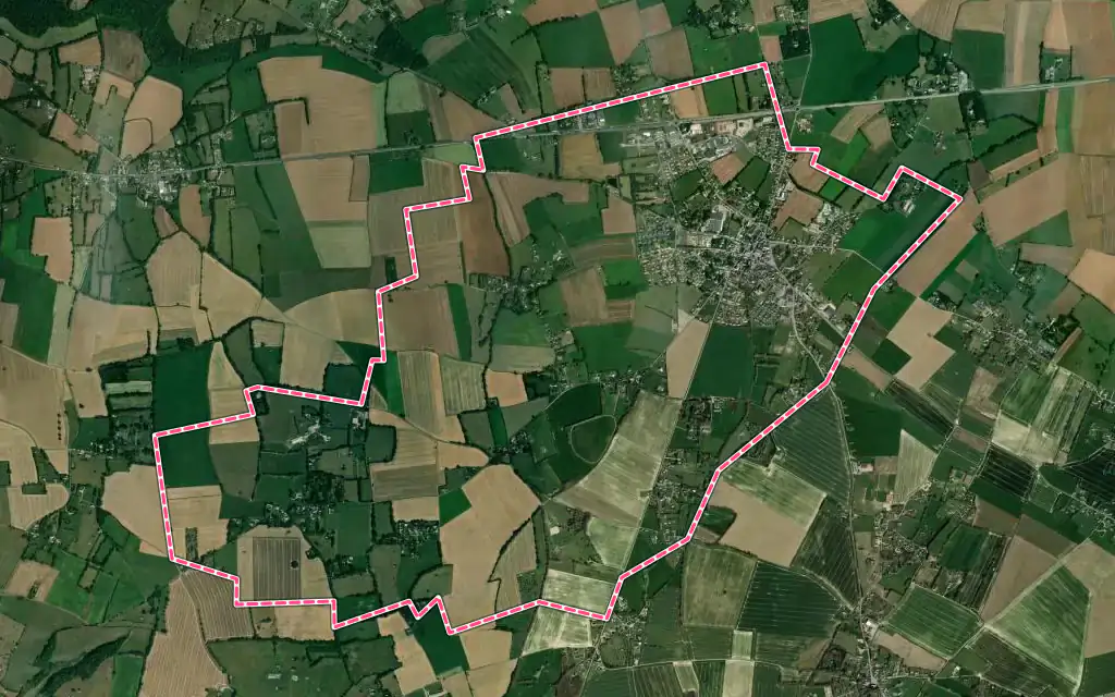 Vue satellite de Thiberville avec ses contours administratifs