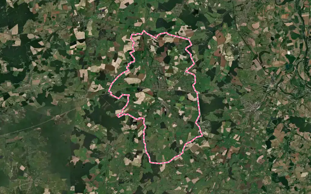 Vue satellite de Thiel-sur-Acolin avec ses contours administratifs