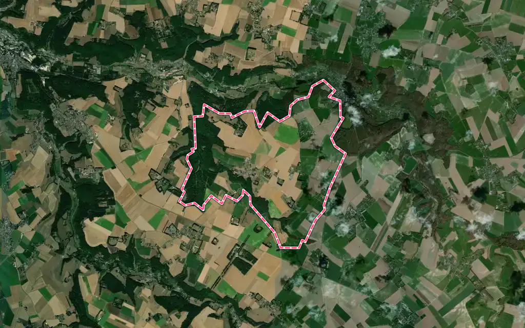 Vue satellite de Thiergeville avec ses contours administratifs