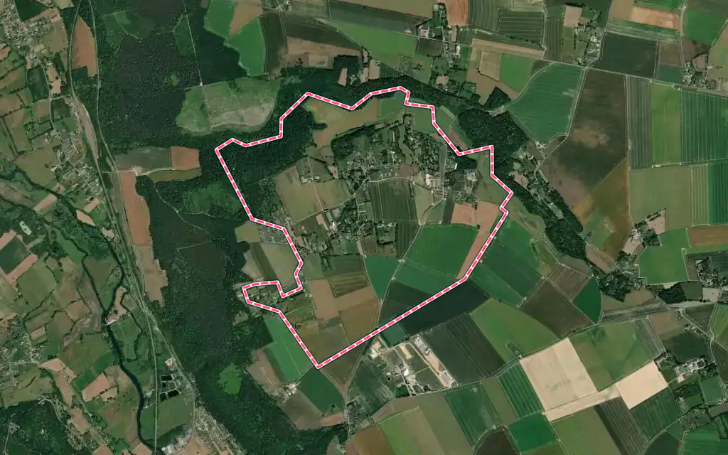 Vue satellite de Thierville avec ses contours administratifs