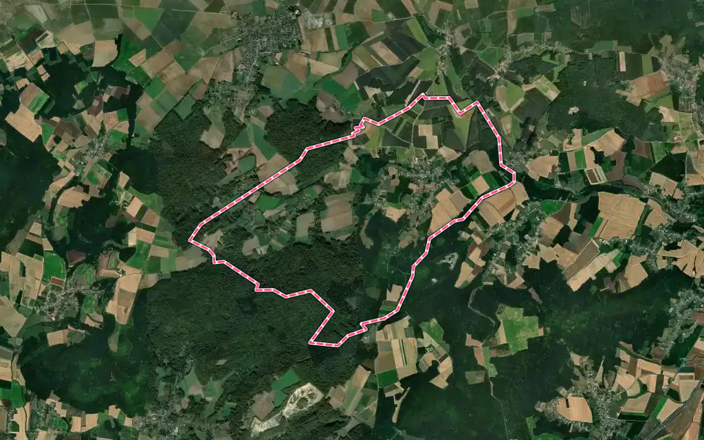 Vue satellite de Thiescourt avec ses contours administratifs