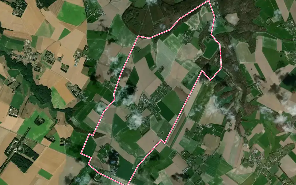 Vue satellite de Thiétreville avec ses contours administratifs