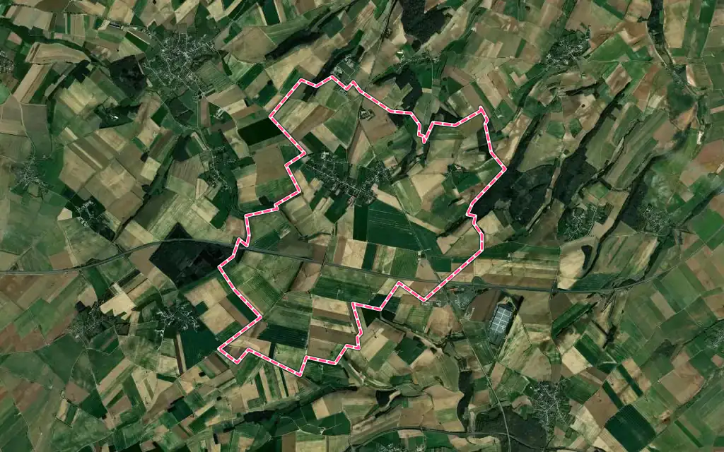 Vue satellite de Thieulloy-l'Abbaye avec ses contours administratifs