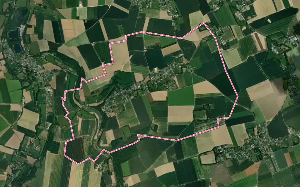 Vue satellite de Thil-Manneville avec ses contours administratifs