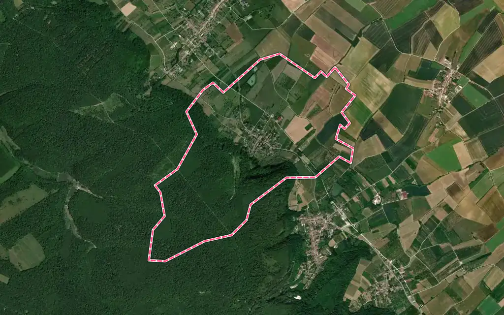 Vue satellite de Thillot avec ses contours administratifs