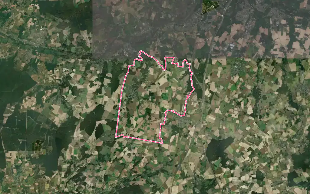 Vue satellite de Thilouze avec ses contours administratifs