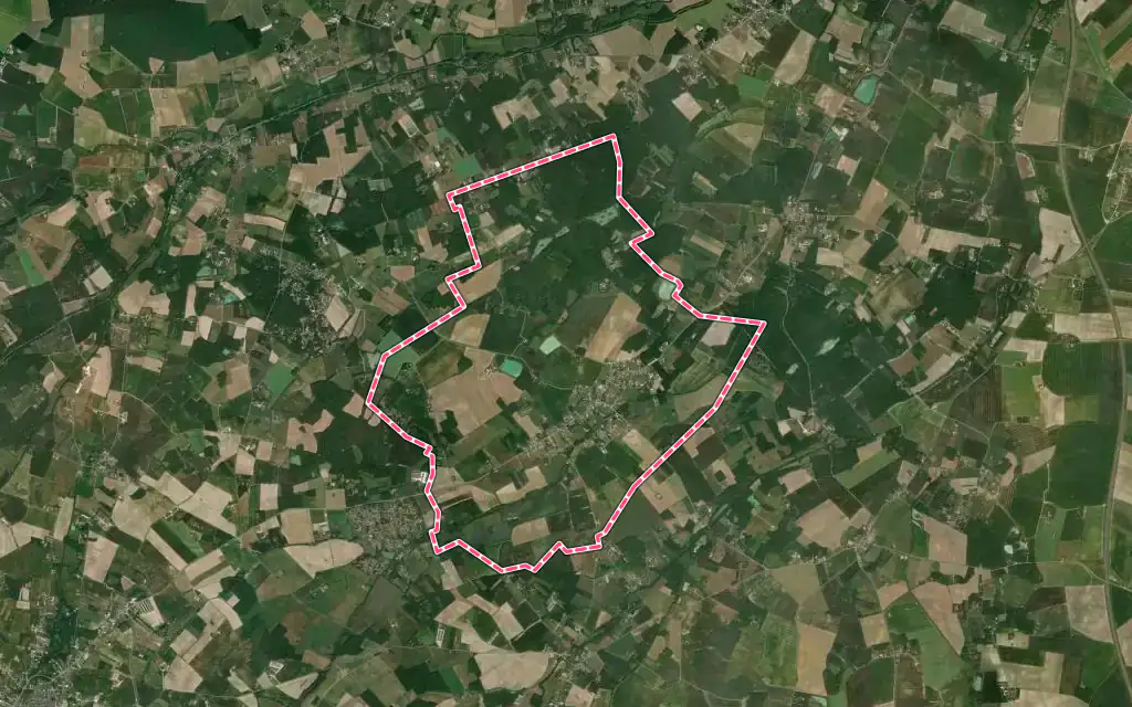 Vue satellite de Thimory avec ses contours administratifs