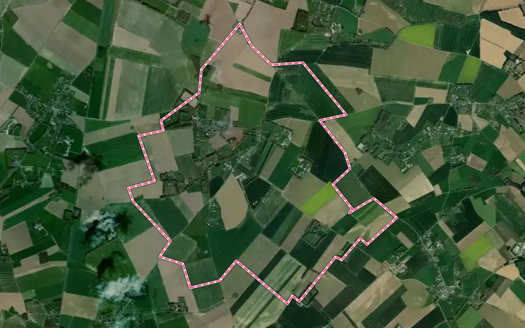 Vue satellite de Thiouville avec ses contours administratifs