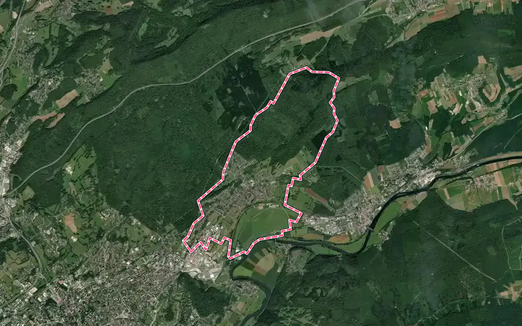Vue satellite de Thise avec ses contours administratifs