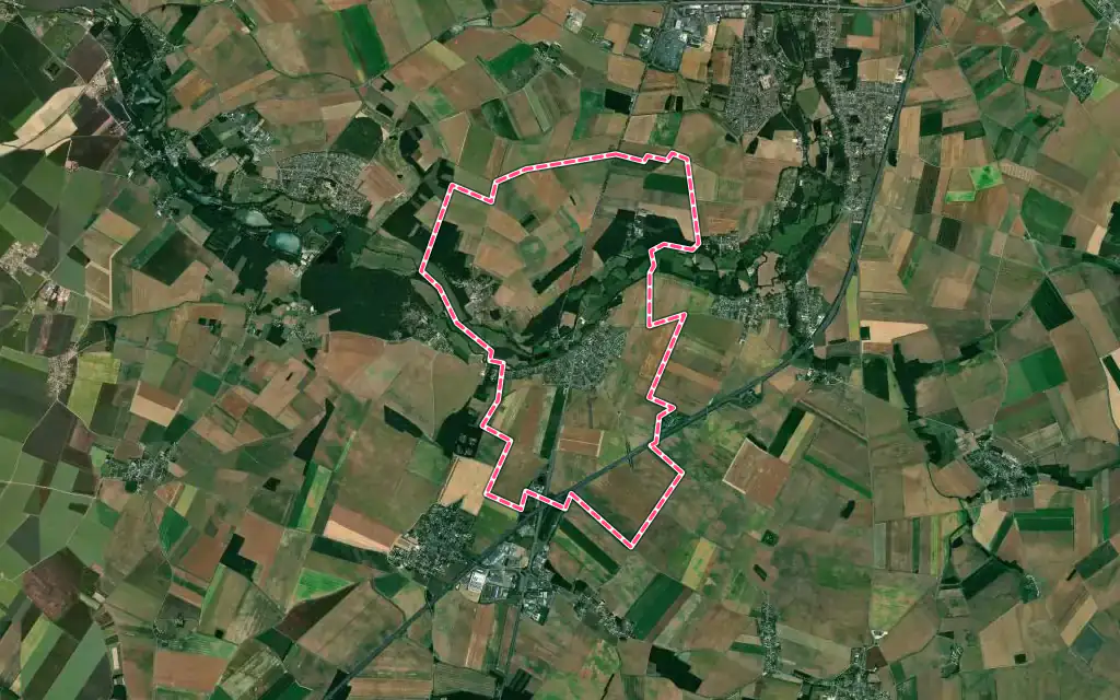 Vue satellite de Thivars avec ses contours administratifs