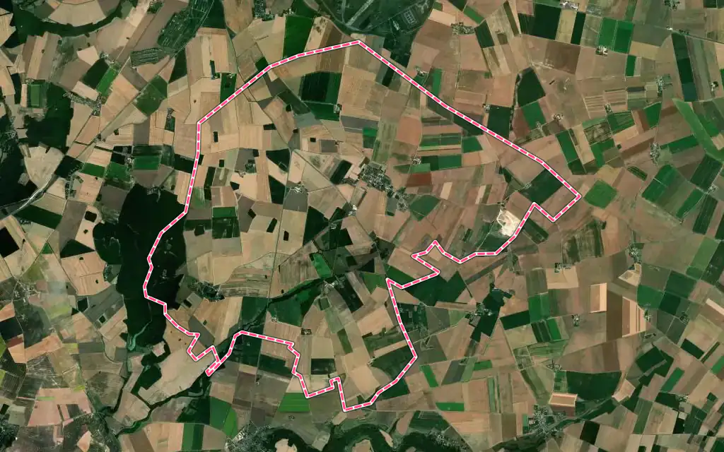 Vue satellite de Thiville avec ses contours administratifs