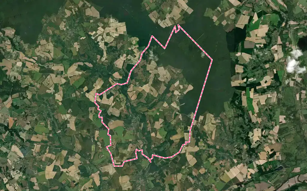 Vue satellite de Thoiré-sur-Dinan avec ses contours administratifs