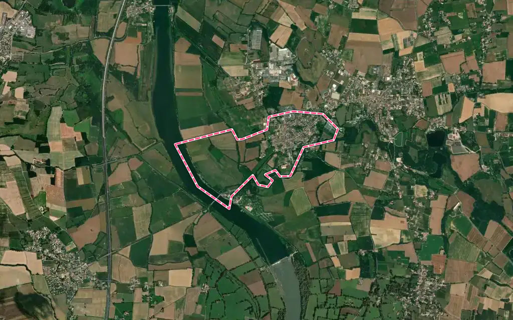 Vue satellite de Thoissey avec ses contours administratifs