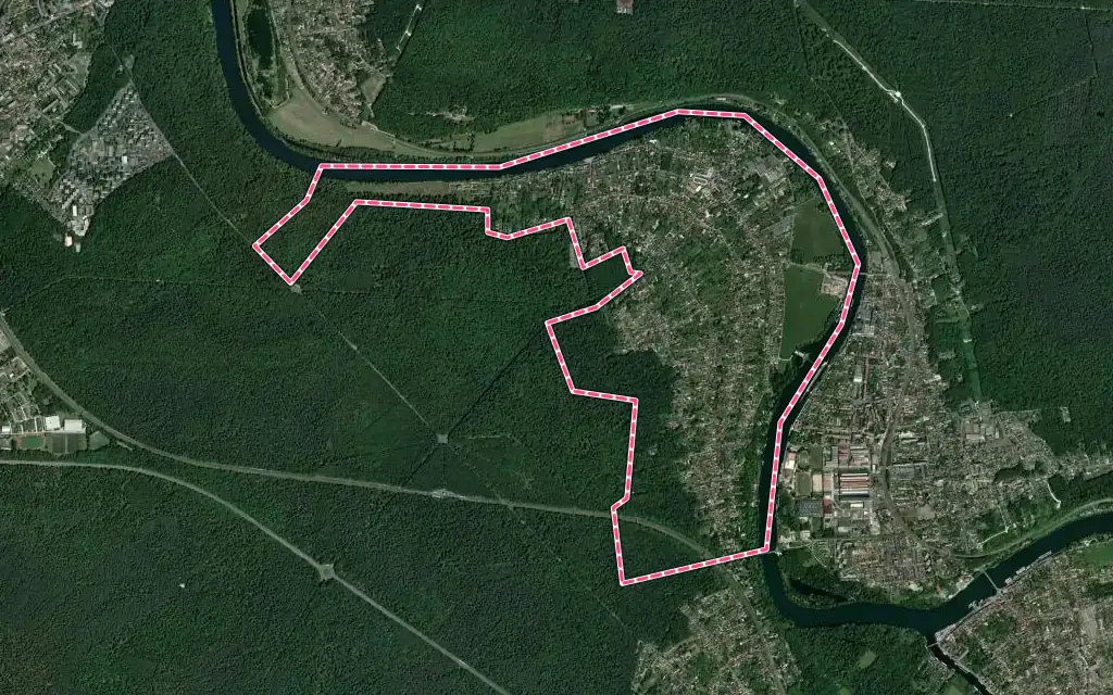 Vue satellite de Thomery avec ses contours administratifs