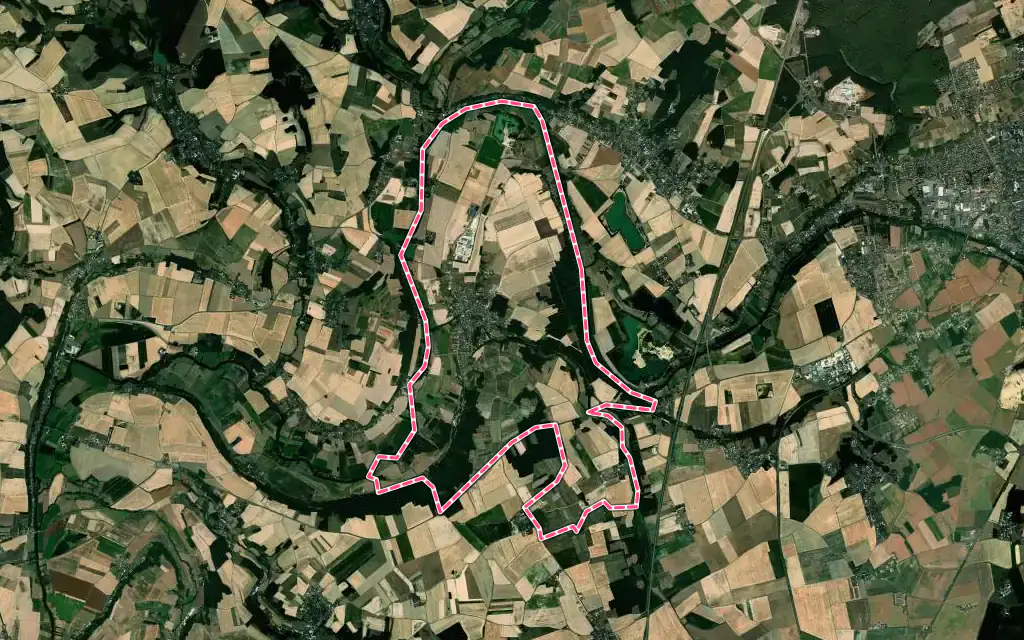 Vue satellite de Thoré-la-Rochette avec ses contours administratifs