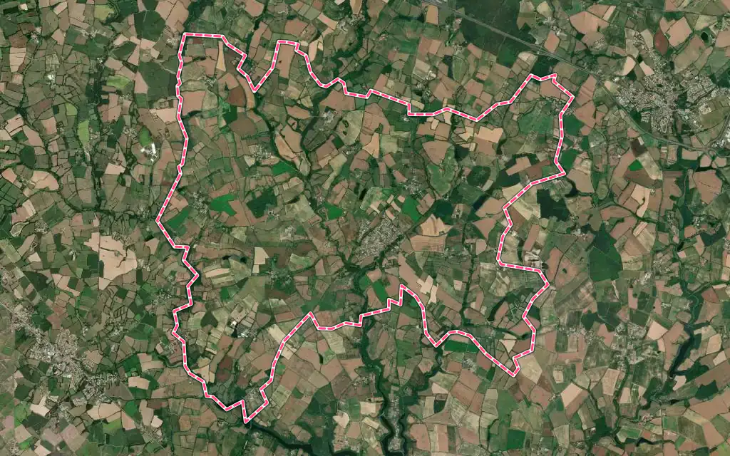 Vue satellite de Thorigny avec ses contours administratifs